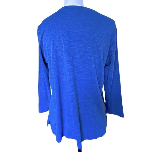 J. Jill Pima 2-pocket Soft Tee Blue 3/4 Sleeves Women's sz Small - Picture 2 of 7